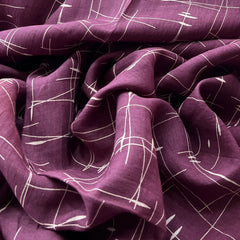 Light Purple White Abstract Pure Linen Printed
