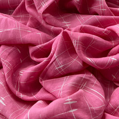 Bubble Gum Pink White Abstract Pure Linen Printed