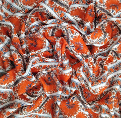 Off White Stripes & Floral Modal Satin Printed
