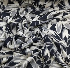Black Floral Lily Modal Satin Printed