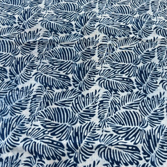 Indigo Blue Tropical Leaf Cotton Block Printed