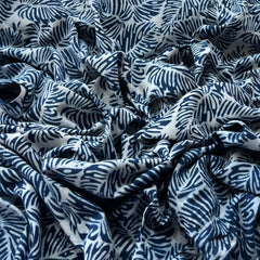 Indigo Blue Tropical Leaf Cotton Block Printed