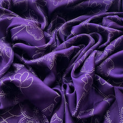 Purple Floral Modal Satin Printed