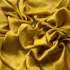 Yellow Floral Modal Satin Printed