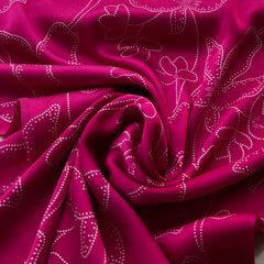 Hot Pink Floral Modal Satin Printed