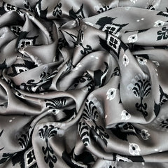 Steel Grey Ikkat Modal Satin Printed