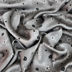 Steel Grey Geometric Modal Satin Printed