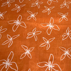 Orange White Floral Batik Mul Cotton Printed