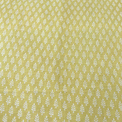 Pale Yellow Leaf Block Pure Linen Printed