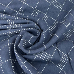 Grey Check Pure Linen Printed