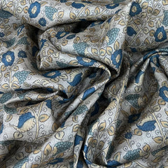Light Grey Kalamkari Jal Pure Tussar Printed