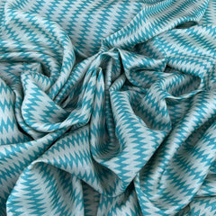 Sea Blue Wave Pure Tussar Printed