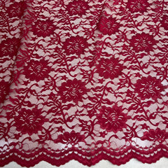 Maroon Indonesian Lace Fabric