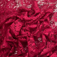Maroon Indonesian Lace Fabric