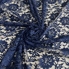 Navy Blue Indonesian Lace Fabric