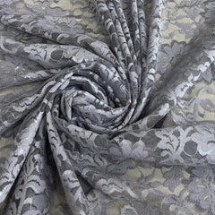 Steel Grey Indonesian Lace Fabric
