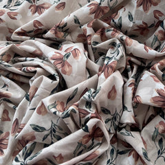 Light Beige Floral Lawn Cotton Printed