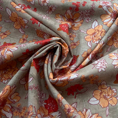 Light Grey Floral Lawn Cotton Printed