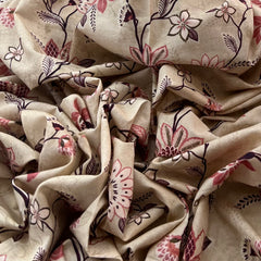 Beige Floral Lawn Cotton Printed