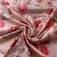 Light Peach Floral Lawn Cotton Printed