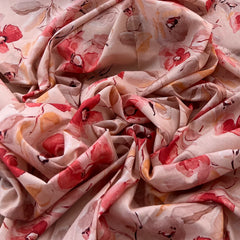 Light Peach Floral Lawn Cotton Printed