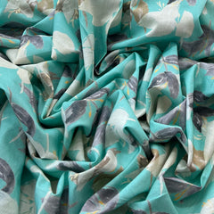 Sea Green Leaf Lawn Cotton Printed