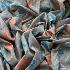 Light Blue Floral Lawn Cotton Printed