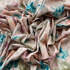 Light Peach Eucalyptus Floral Lawn Cotton Printed