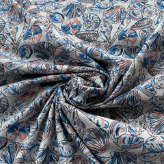 White Seashell Cotton Printed
