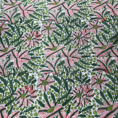 White Multicolour Floral Hand Block Cotton Printed