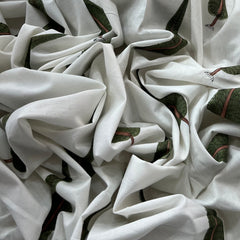 White Tree Motif Hand Block Cotton Printed