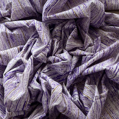 White Lavender Striped Cotton Printed