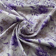 White Lavender Floral Cotton Printed