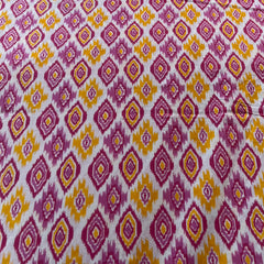 White Pink Ethnic Ikkat Cotton Printed