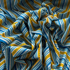 White Blue Stripes Cotton Printed
