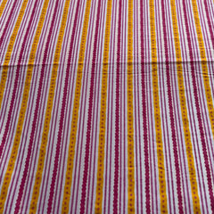 White Pink Stripes Cotton Printed