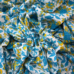 White Blue Floral Jaal Cotton Printed