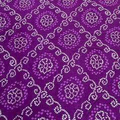 Purple White Bandhani Cotton Printed