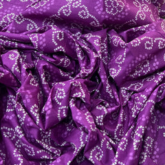 Purple White Bandhani Cotton Printed
