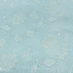 Mint Green Sequins Floral Mul Chanderi Embroidery