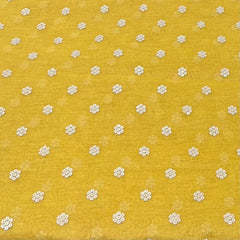 Golden Yellow Sequins Butti Chanderi Silk Tissue Embroidery