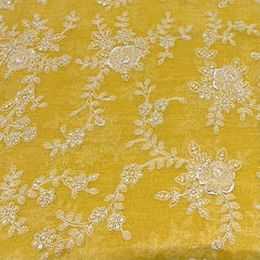 Haldi Yellow Sequins Floral Jal Chanderi Silk Tissue Embroidery