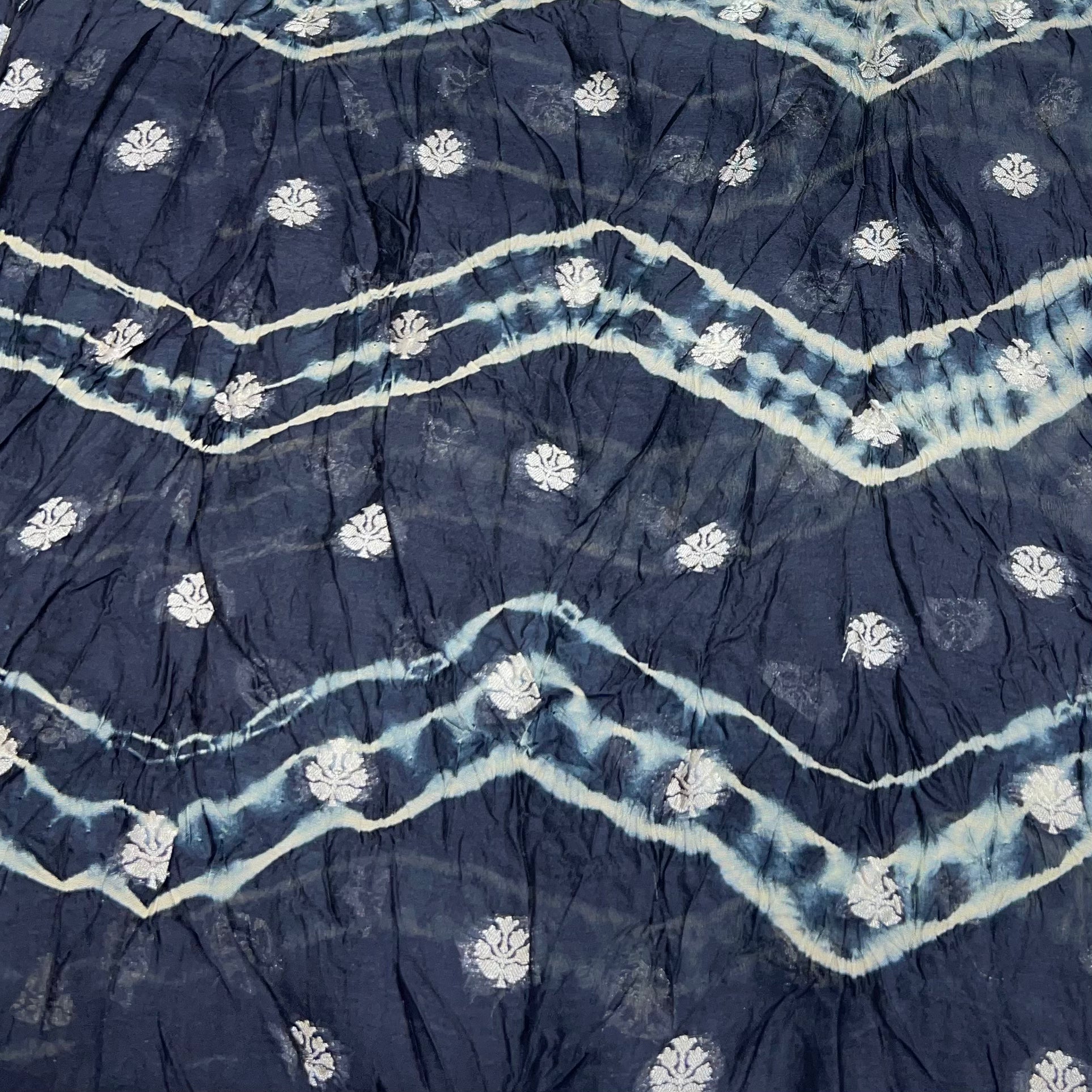 Black Tie Dye Zari Butti Dupion Silk