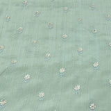 Light Green Flower Butti Sequins Cotton Embroidery
