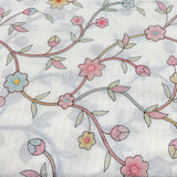 Off White/Multi Colour Flower Jal Cotton Embroidery