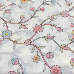 Off White/Multi Colour Floral Jal Cotton Embroidery