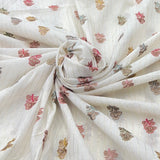 Off White/Multi Colour Flower Butti Cotton Embroidery