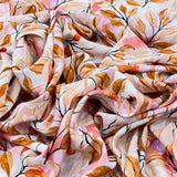 Off White/Brown Leave Muslin Rayon Print