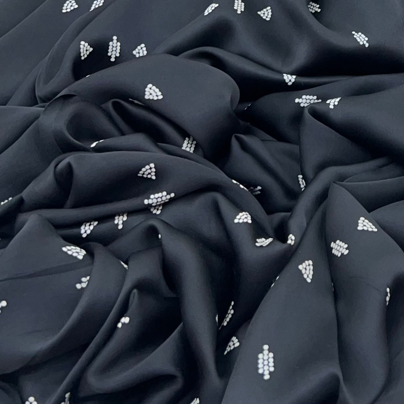 Black Geometric Modal Satin Print