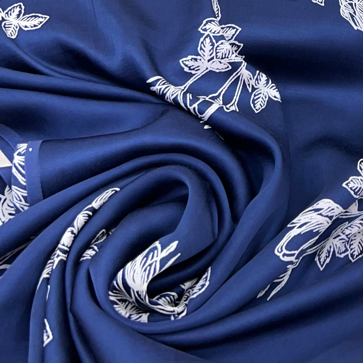 Blue Floral Modal Satin Print